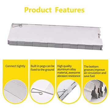 10/12/16 Plates Stove Windscreen, Aluminum Stove Windshield with Drawstring Bag, for Camping, Butane Stoves(10 Plates)