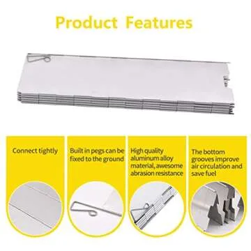 10/12/16 Plates Stove Windscreen, Aluminum Stove Windshield with Drawstring Bag, for Camping, Butane Stoves(10 Plates)