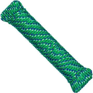 SteadMax 50 ft Poly Rope 1/4 inch, Clothesline Rope, Diamond Braided for Outdoors, Hiking, Camping, Heavy Duty Line, Polypropylene Multi Purpose Utility Cord, Random Color (1 Pack)