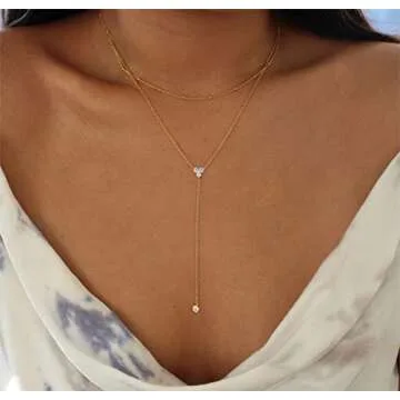 Foxgirl Dainty Long Gold Necklace for Elegant Style