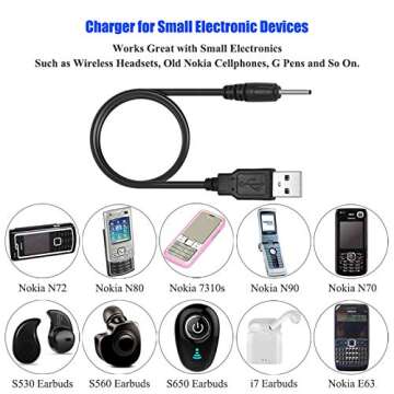 USB DC Charger Charge Charging Cable for Mini S530 Smallest Invisible Wireless Bluetooth Earbuds Earphones Headphones Headset and Bluetooth Shower Speaker
