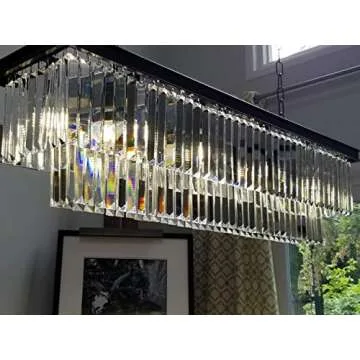 ANTILISHA Rectangular Crystal Chandelier Lighting Modern K9 Pendant Ceiling Chandeliers 10 Lights for Dining Room Kitchen Island Dinning Table Rectangle Linear Chandeliers Fixture
