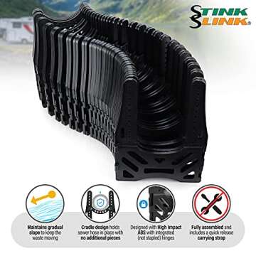 Stink Slink RV Sewer Hose Support 20 ft - Collapsable Camper Sewer Hose Support with Carrying Strap for Easy Storage - Sturdy Design Maintains Slope for RV, Trailer and Motorhome Septic