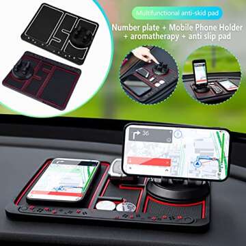 Non-slip Phone Pad for 4-in-1 Car, 2023 New Cool Glow in the Dark Car Dashboard Phone Mat with Tempo...