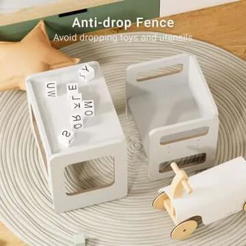 Tilhumt Montessori Weaning Table and Chair Set for Kids, Toddler Table and Chair Set, Adjustable Height Chair and Activity Table with Fence for Read, Play, Crafts (Upgraded)