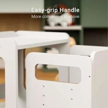 Tilhumt Montessori Weaning Table and Chair Set for Kids, Toddler Table and Chair Set, Adjustable Height Chair and Activity Table with Fence for Read, Play, Crafts (Upgraded)