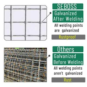 SEBOSS Hardware Cloth 1/2 inch 48 x 100 ft 19 Gauge - Hot Dip Galvanized After Welding - Chicken Wire Fencing Wire Mesh Roll Garden Fencing Welded Wire Mesh & Wire Cloth Gopher Wire