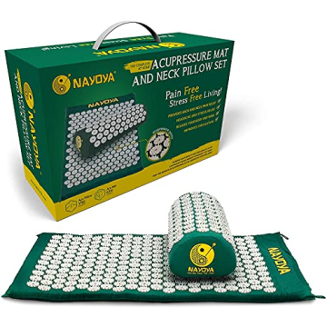 NAYOYA Neck and Back Pain Relief - Acupressure Mat and Neck Pillow Set - Relieves Stress and Sciatic...