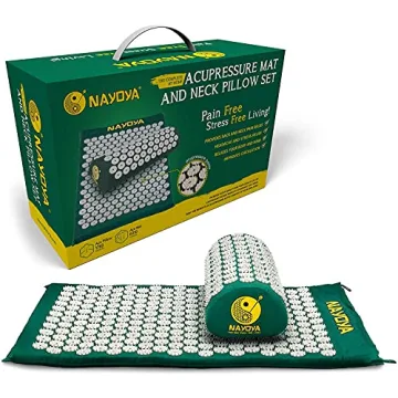 NAYOYA Neck and Back Pain Relief - Acupressure Mat and Neck Pillow Set - Relieves Stress and Sciatic...