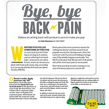 Nayoya Acupressure Mat for Back Pain Relief and Wellness