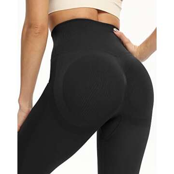A AGROSTE Black Scrunch Butt Lifting Workout Leggings for Women Seamless High Waisted Yoga Pants Tum...