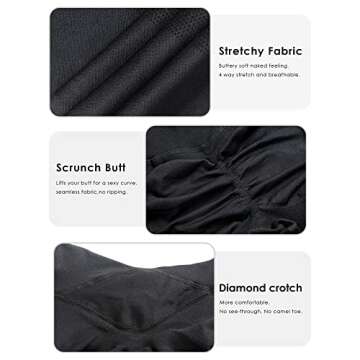 A AGROSTE Black Scrunch Butt Lifting Workout Leggings for Women Seamless High Waisted Yoga Pants Tummy Control Gym Booty Tight Black S