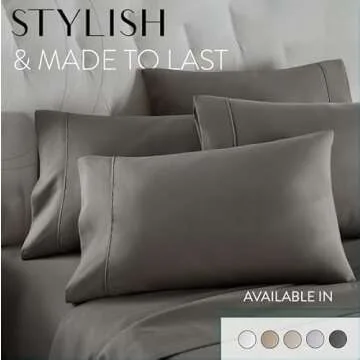 Queen Sheet Set 6 Piece Hotel Quality Bed Sheet w/ 4 Pillowcases - Microfiber Sheet Sets with Deep Pockets, Breathable Cooling Wrinkle Free, Machine Washable 6 Pc Sheets for Queen Size Bed, Gray