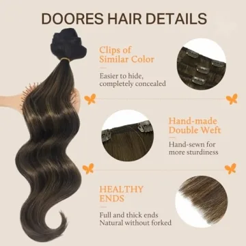 DOORES Human Hair Clip in Extensions 120g Balayage Style