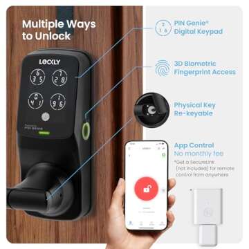 Lockly Secure Plus Bluetooth Smart Door Lock, Keyless Entry with PIN Genie® Digital Keypad, 3D Biom...