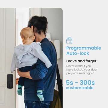 Lockly Secure Plus Bluetooth Smart Door Lock, Keyless Entry with PIN Genie® Digital Keypad, 3D Biometric Fingerprint Sensor Front Door Lock with Handle, Voice Control & Auto Lock - Latch Edition