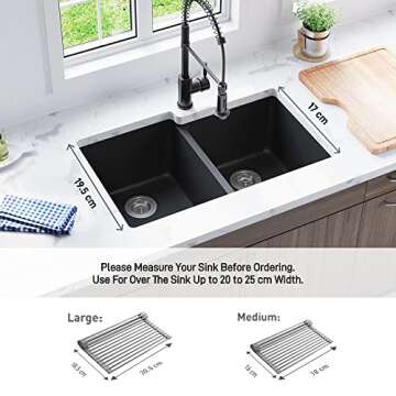 Bellemain Over The Sink Dish Drying Rack - Silicone Dish Drying Mat, Space Saving Drying Rack for Ki...