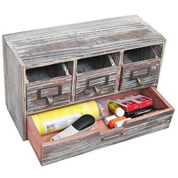 MyGift Rustic Wood Desk Organizer with 4 Drawers