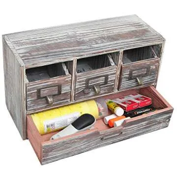 MyGift Rustic Wood Desk Organizer with 4 Drawers