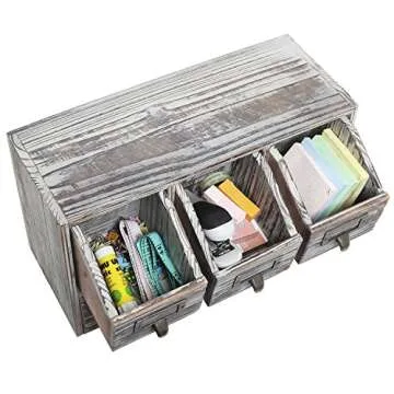 MyGift Rustic Wood Desk Organizer with 4 Drawers
