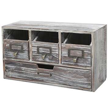 MyGift Rustic Wood Desk Organizer with 4 Drawers