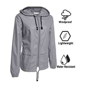 Avoogue Raincoat for Women Lightweight Waterproof Travel Rain Jackets Packable Outdoor Hooded Windbr...