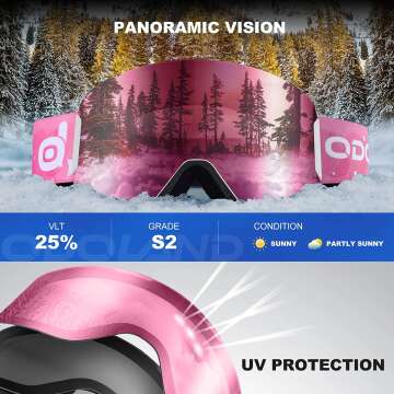 Odoland Kids Ski Goggles - Anti-Fog, OTG Design for Youth