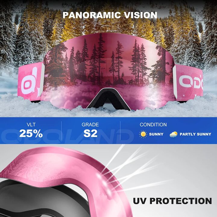 Odoland Kids Ski Goggles - Anti-Fog, OTG Design for Youth