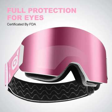 Odoland Kids Ski Goggles - Anti-Fog, OTG Design for Youth