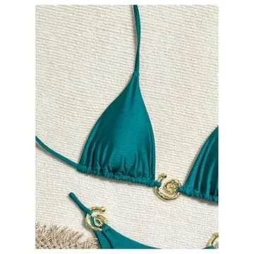SHENHE Women's Teal Blue Triangle Bikini Set for Summer Fun