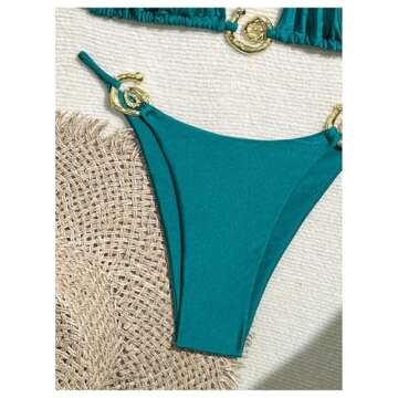 SHENHE Women's Teal Blue Triangle Bikini Set for Summer Fun