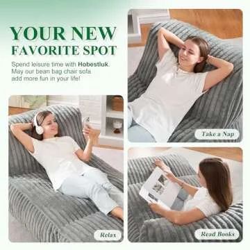 Comfy Hobestluk Bean Bag Lounger Chair with Ottoman for Relaxation