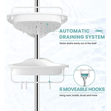 HomeHelper Rustproof Shower Caddy for Bathroom Storage
