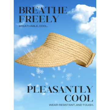 Straw Hats for Women, Visor Hats for Women Beach Hats for Women Sun Hat Womens Straw Hat Made of Natural Raffia