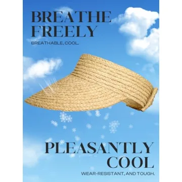 Straw Hats for Women, Visor Hats for Women Beach Hats for Women Sun Hat Womens Straw Hat Made of Natural Raffia