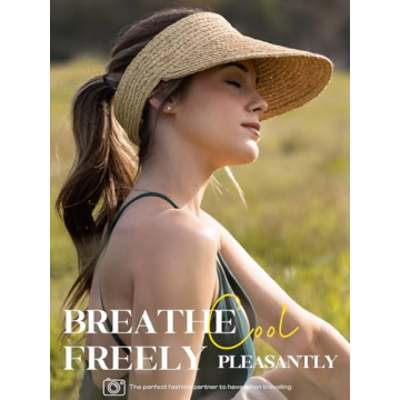 Straw Hats for Women, Visor Hats for Women Beach Hats for Women Sun Hat Womens Straw Hat Made of Natural Raffia