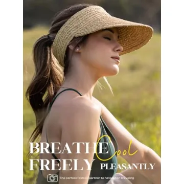 Straw Hats for Women, Visor Hats for Women Beach Hats for Women Sun Hat Womens Straw Hat Made of Natural Raffia