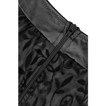 Charmian Women's Steampunk Retro Gothic Vintage Satin High Low Skirt with Zipper Black Small