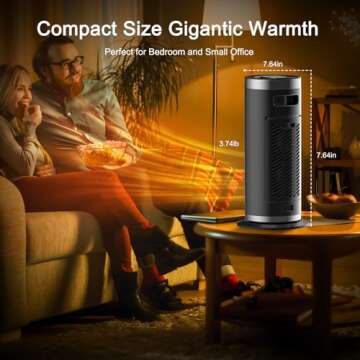 1500W 16" Space Heater with Remote Control & Thermostat, Portable PTC Ceramic Electric Heater 4 Heat...