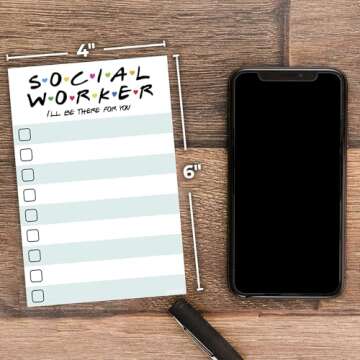 Social Worker Gift - to Do List Sticky Notes | Social Work Gifts | I'll Be There for You | Appreciation Week Bulk Gifts for Women and Men