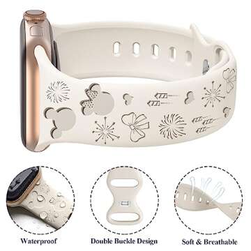 4 PACK Engraved Silicone Bands Compatible with Apple Watch Band 40mm 38mm 41mm 42mm 44mm 45mm 46mm 49mm Women Breathable Soft Cute Sport Replacement Strap for iWatch SE Series 10 9 8 7 6 5 4 3 2 1