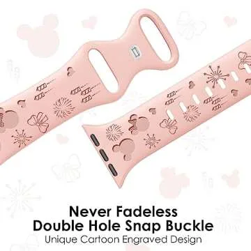 4 PACK Engraved Silicone Bands Compatible with Apple Watch Band 40mm 38mm 41mm 42mm 44mm 45mm 46mm 49mm Women Breathable Soft Cute Sport Replacement Strap for iWatch SE Series 10 9 8 7 6 5 4 3 2 1