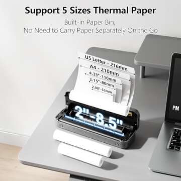 Phomemo M832 Inkless Portable Thermal Printer, Bluetooth Portable Printers Wireless for Travel, Small Mobile Printer for Phone Laptop, Support 8.5'' x 11'' US Letter and A4 Thermal Paper, with Case