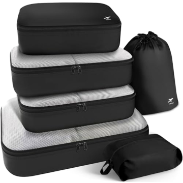 HOTOR Packing Cubes for Suitcases - 6 Pieces, Light Packing Cubes for Travel, Premium Suitcase Organ...