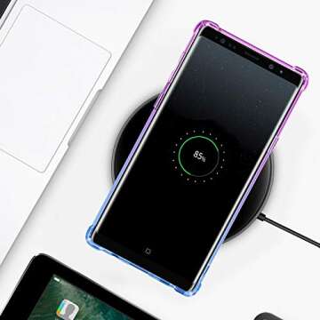 Samsung Galaxy Note 9 Case,Clear Note 9 Case Shockproof TPU Bumper Cases Non Slip Scratch Resistant PC Hard Back Protective Case Cover for Galaxy Note 9 -Purple Blue