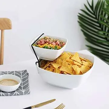 Buyajuju 2-Tier Chip and Dip Serving Set for All Occasions