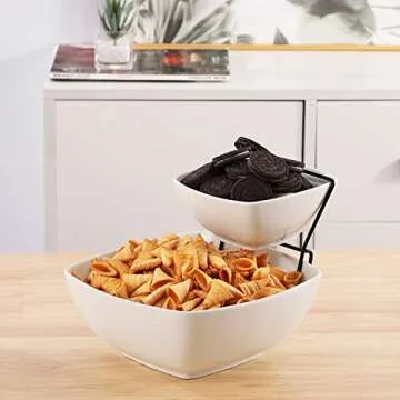 Buyajuju 2-Tier Chip and Dip Serving Set for All Occasions