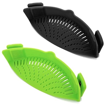 2 Pcs Clip on Strainer Set for Pots & Bowls - Silicone Kitchen Tool
