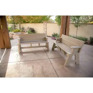 Convert-a-Bench Gen 1 2-in-1 Outdoor Convertible Bench to Picnic Table | Space-Saving, Weather-Resis...