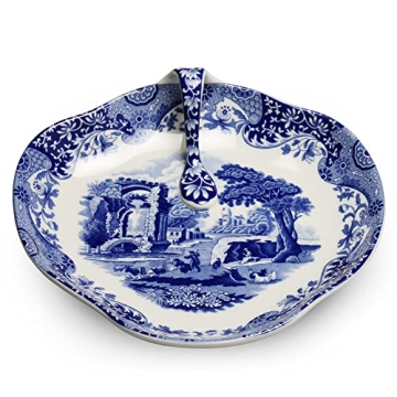 Spode Blue Italian Handled Tray | Elegant Porcelain Snack Platter for Your Home